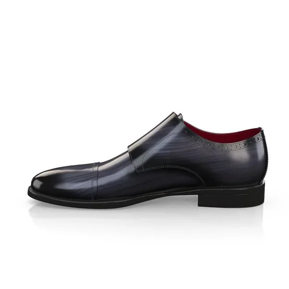 Bashwood Handmade Gray Leather Double Monk Shoes For Men Men main image 4